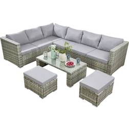 Deluxe 7 Rattan Corner Garden Patio Outdoor Lounge Set