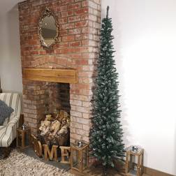 Premier 220cm 7ft 3" Pencil Style Slim Flocked Christmas Tree