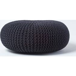 Homescapes Black Large Knitted Footstool Pouffe