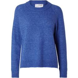 Selected Lulu Long Sleeved Knitted Jumper - Nebulas Blue