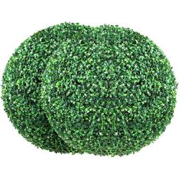 VEVOR Topiaries Boxwood Trees 16" x 2 Pieces Ball-Shape Faux Topiaries Plant, All-year Green Feaux Plant Decorative Balls for Backya Planta Artificial