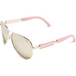 Guess Round Sunglasses - Shiny Rose Gold/Brown Mirror