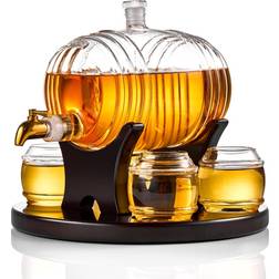 Barrel Decanter Set Liquor Dispenser Whiskey Carafe