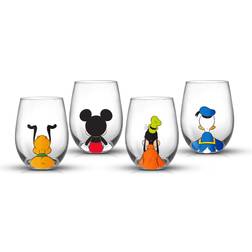 Joyjolt Disney Squad Mickey Mouse Pals Backwards Stemless Drinking Glass