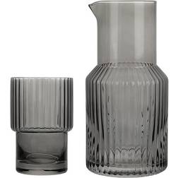 Ribbed 2 Pc Bedside Night Water Carafe