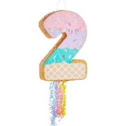 Blue Panda Number 2 ice cream for two sweet birthday decorations, 16.5 x 11.5 x 3 in