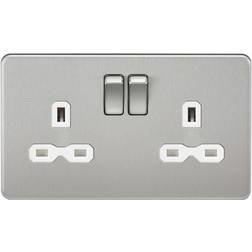 Knightsbridge SFR9000BCW Screwless 13A 2G Dp Switched Socket-Brushed Chrome with White Insert, Silver