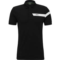 HUGO BOSS Slim-fit Polo Shirt With Stripe And Logo - Black