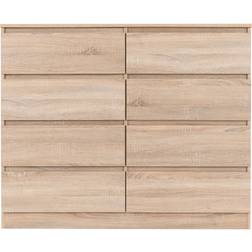 SECONIQUE Malvern 8 Sonoma Oak/Brown Chest of Drawer 122x100cm