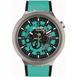 Swatch Mint Trim SB07S111 Stor med grön öppen urtavla med självlysande visare