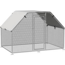 Pawhut 6' Chicken Coop Galvanized Metal Hen House Large Rabbit Hutch Poultry Cage Pen Pen