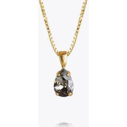 Caroline Svedbom Petite Drop Necklace Gold Black Diamond