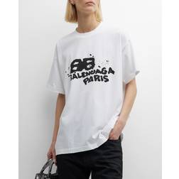 Balenciaga Mittelgroßes Baumwoll-t-shirt Weiß