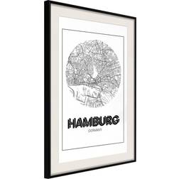 Artgeist Inramad Tavla City Map: Hamburg Round Poster