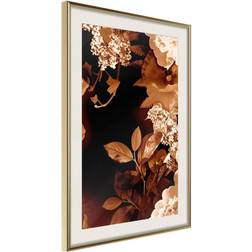 Artgeist Inramad Tavla Flower Decoration Sepia Guldram Poster