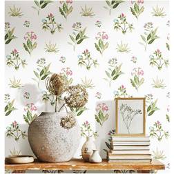 Large Floral and Leaf Motif Pink Matte Finish EcoDeco Material Non-Pasted Wallpaper Roll