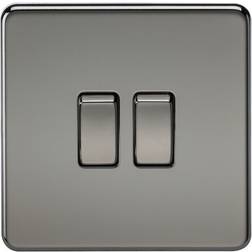 Knightsbridge Screwless 10AX 2G 2-Way Switch Black Nickel