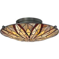 Loops Semi Tiffany Style Coloured Ceiling Flush Light