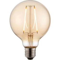 Loops 95mm GLOBE LED Filament Light Bulb AMBER GLASS E27 Screw 2W Warm White Lamp