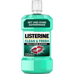 Listerine Clean & Fresh 500 ml, antibakterielle Mundspülung ohne Alkohol, Mundwasser
