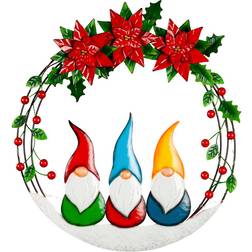 Plow & Hearth Wreaths White Gnome Trio Poinsettia Wall Decor