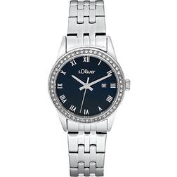 s.Oliver quarzuhr analog, mit edelstahl armband, 5 bar