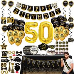 50th birthday decorations for men women 76pack black gold party banner penn