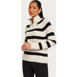 Only Stickad jumper ONLLeise Freya LS Zip High Neck för Dam vit/svart