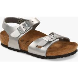 Birkenstock Children's Rio Double Strap Sandals Electric Metallic Silver