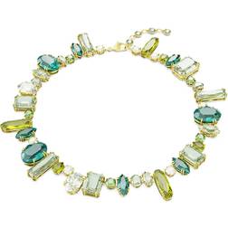 Swarovski Gema necklace, Mixed cuts, Green, Gold-tone plated