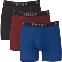 Hanes boxershorts för män förpackning med 3 Vanligt ben – blå/röd/svart – 3-pack