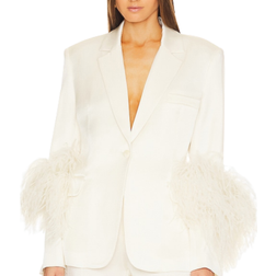 Revolve Doubleface Broad Shoulder Blazer W - Cream