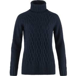 Fjällräven Övik Cable Knit Roller Neck W - Dark Navy