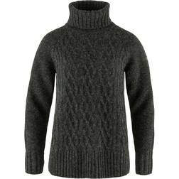 Fjällräven Övik Cable Knit Roller Neck W - Dark Grey