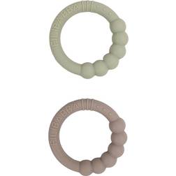 Filibabba Bitring i silikon 2-pack Warm Grey Oil Green