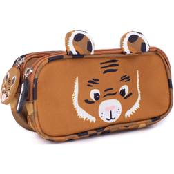 B&Q Speculos the Tiger 2-Zip Animal Face Pencil Case Orange