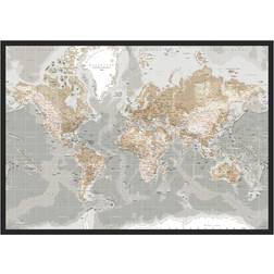 Incado Gray World Map Billede 100x70cm