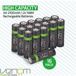 Venom 16x rechargeable aa batteries high capacity 2100mah 1.2v nimh