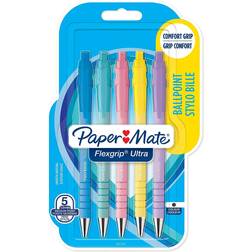 Paper Mate Flexgrip Ultra Ballpoint Pens Pastel Barrels 1.0mm 5-pack