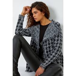 Roman Houndstooth Fringed Cardigan