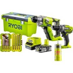 Ryobi ONE Akku Combo-Set R18DDSDS-125T, 18Volt, Schlagbohrschrauber