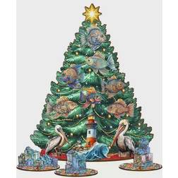 DesignoCracy Coastal-Themed Collectible 11-inch Christmas Tree