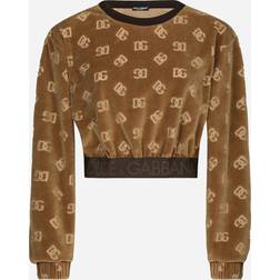 Dolce & Gabbana Short chenille sweatshirt with jacquard DG logo