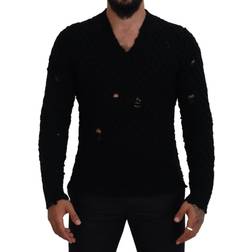 Dolce & Gabbana Sort Uld Sweater Black IT56/XXL