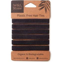 & Stone Plastic Free Hair Ties Black 6 Pack