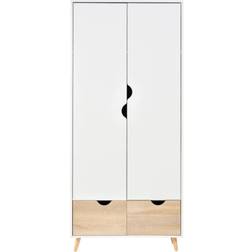 Homcom 2-Door White/Oak Wardrobe 80x180cm