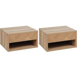 Homcom Floating Natural Bedside Table 32x37cm 2pcs