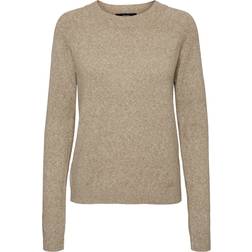 Vero Moda Doffy O-Neck Long Sleeved Knitted Sweater - Brown/Sepia Tint