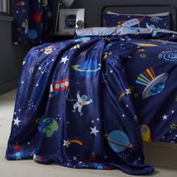 Catherine Lansfield Lost Space Soft Cosy Fleece Blankets Blue, Grey (170x130cm)