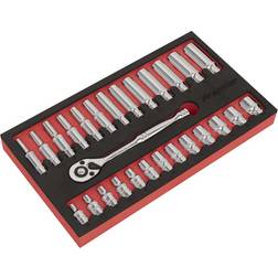 Sealey & Socket Set 27pc 1/4'Sq Drive Ratchet Wrench